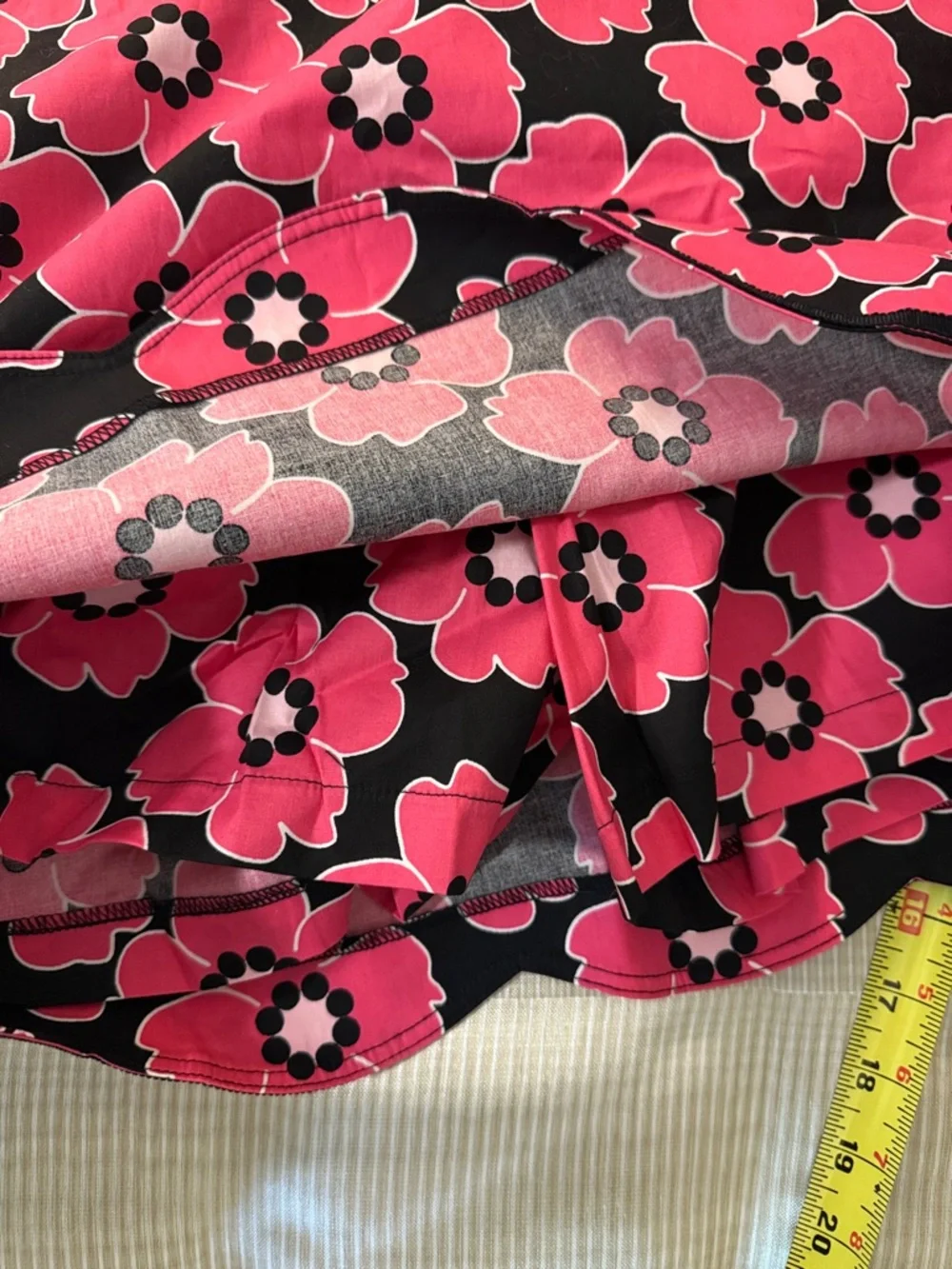Golftini Black Mini Skirt with Bright Pink Floral Print - Picture 5 of 9